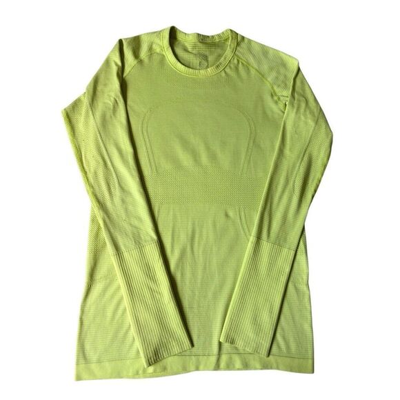 Lululemon Swiftly Tech Long Sleeve Shirt size 8 Heathered Split Pea Neon Green Y - Picture 1 of 11